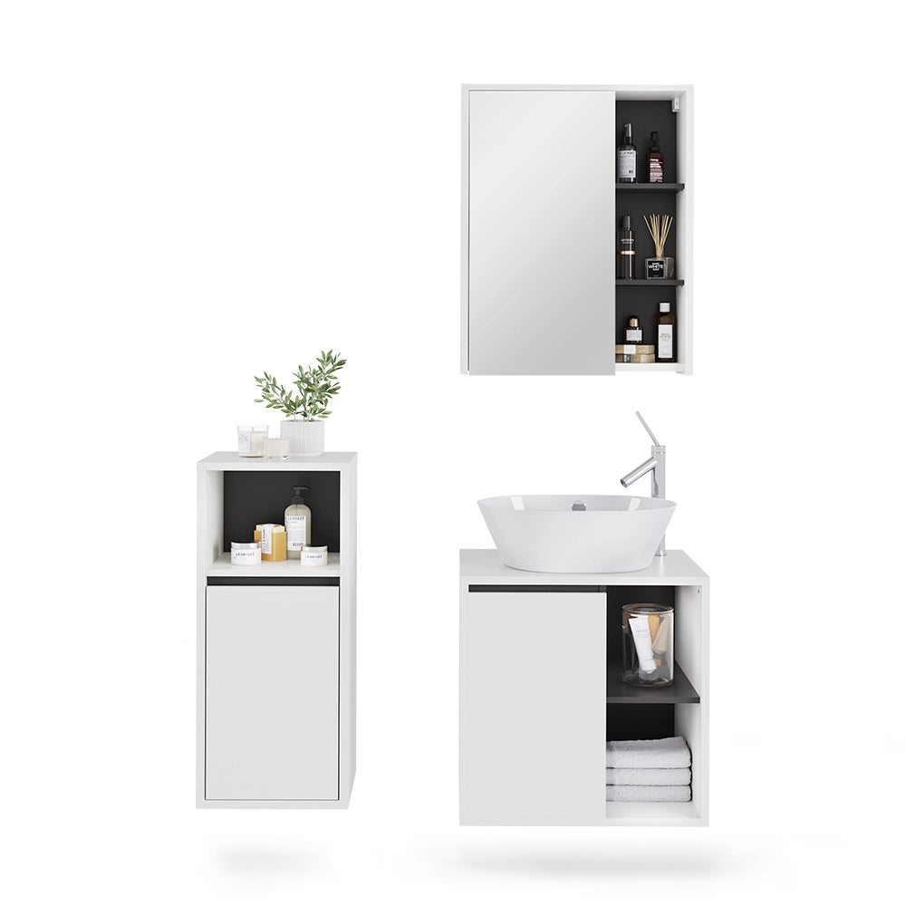 Vicco Set di mobili da bagno Bianco/Grigio 3 parti