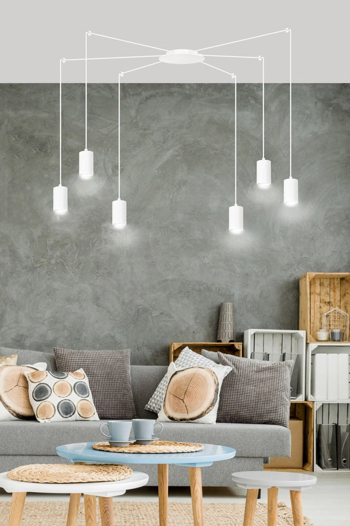 Emibig Traker lampadario bianco 6xGU10 LED regolabile