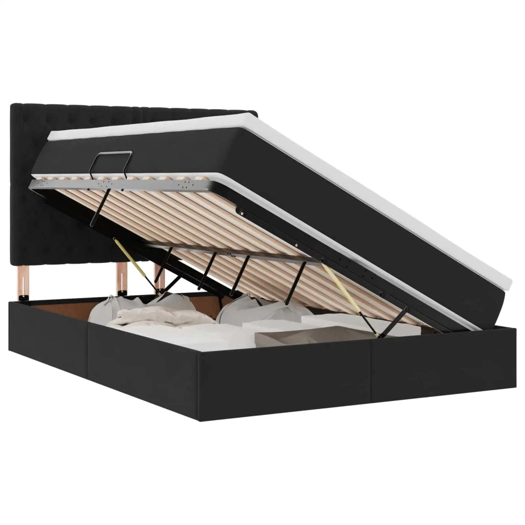 Letto con contenitore e materasso Nero 140 x 200 cm Velluto 3372095