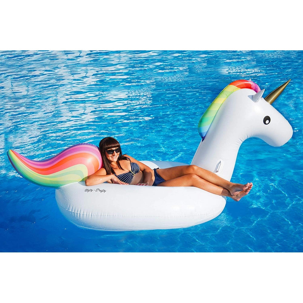 Trade Shop - Unicorno Fashion Luxury Cavalcabile Gigante 135 X 90 Cm Cavallo Arcobaleno -