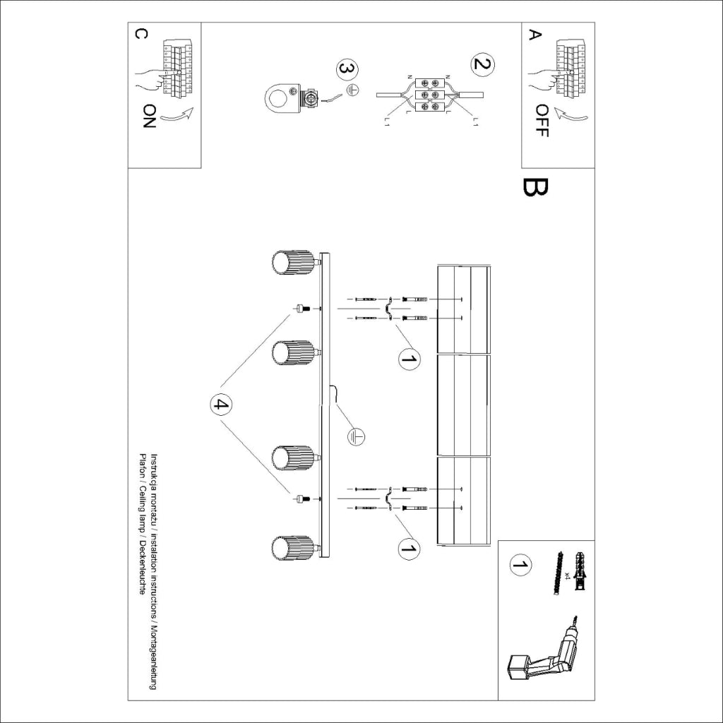 Lampada da soffitto KARBON 4L beige