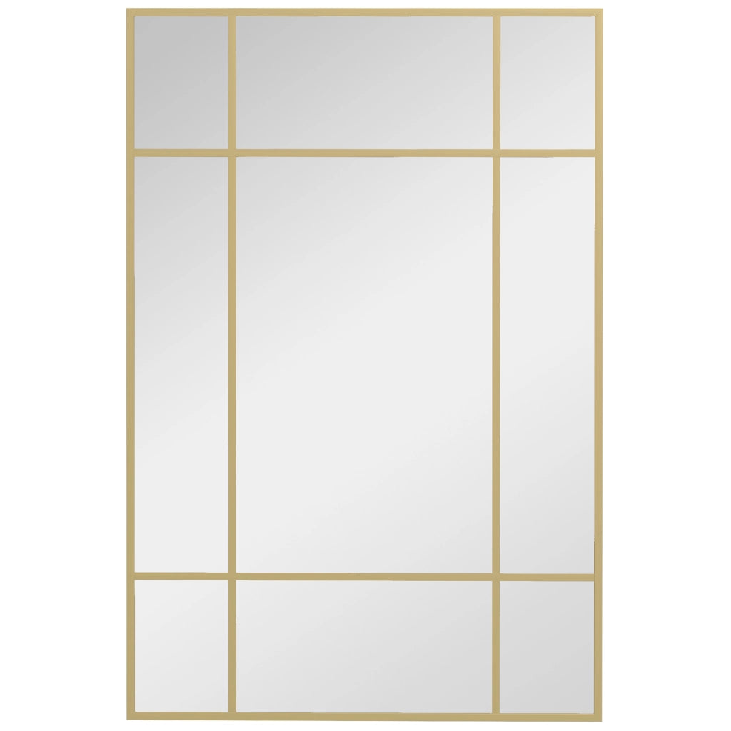 Specchio da Parete Stile Finestra con Montaggio Verticale e Orizzontale, 90x60 cm, Oro