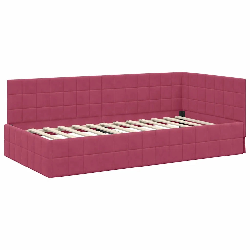 Struttura Letto Angolare con Materasso 2 pcs Verde Velluto