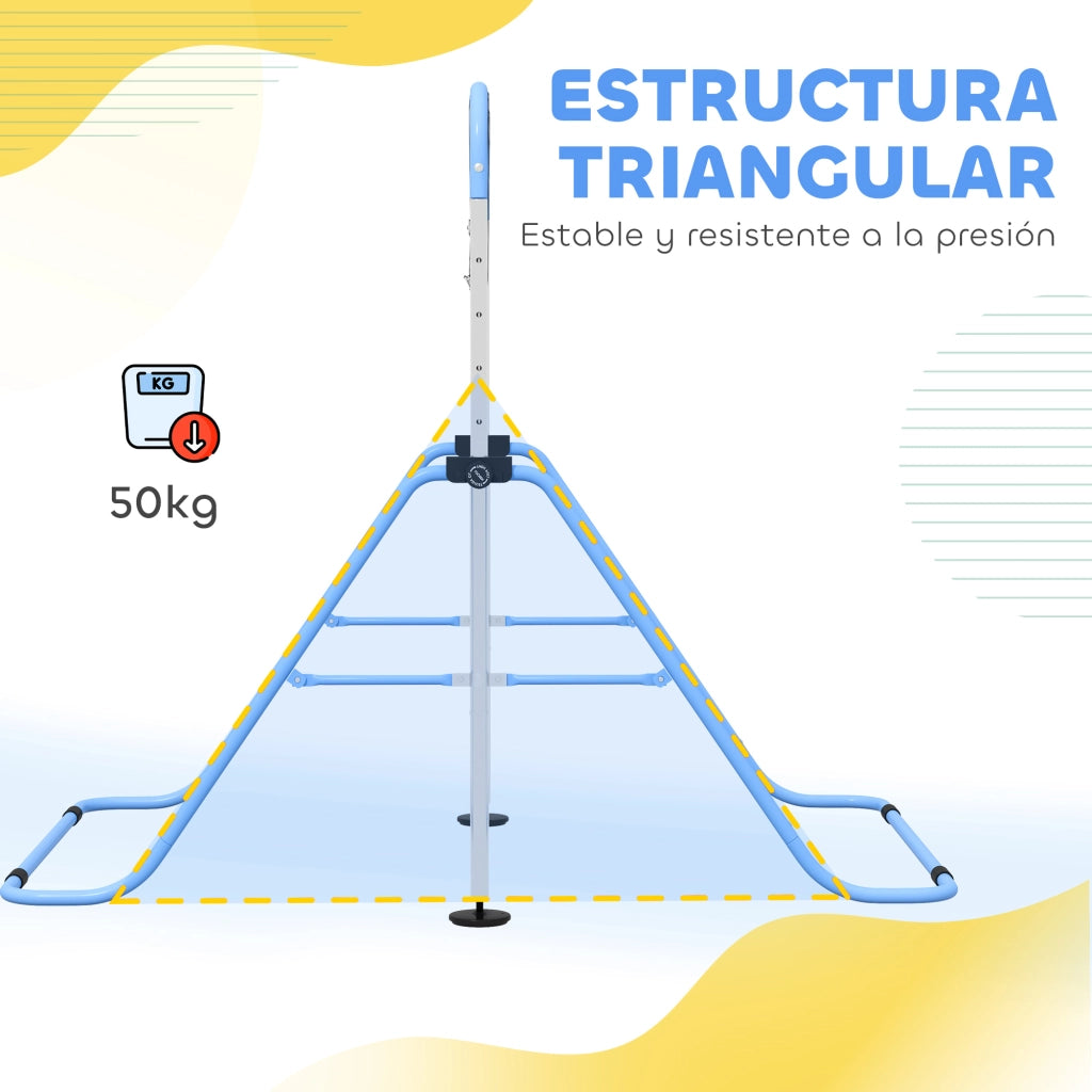 Barra di Ginnastica per Bambini Regolabile in Altezza 5 Livelli con Anelli ¨C Minimal ¨C Blu