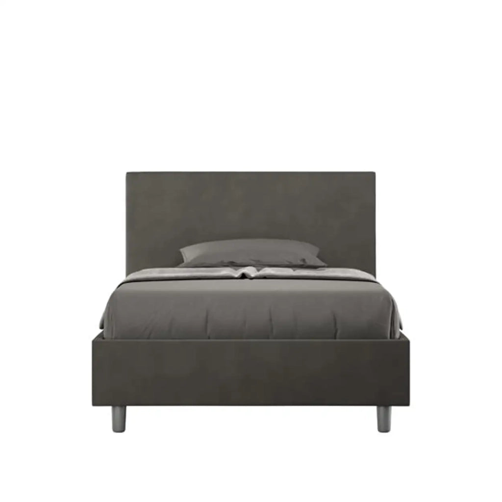Letto una piazza e mezza contenitore imbottito 120x210 microfibra grigio Adele