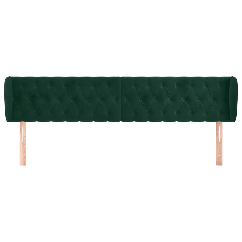 Testiera ad Orecchio-Testata con Orecchie Verde Scuro 203x23x78/88 cm in Velluto 872983