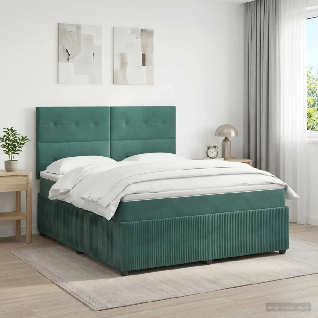Letto box spring con materasso Verde Scuro 140 x 190 cm Velluto 3454604