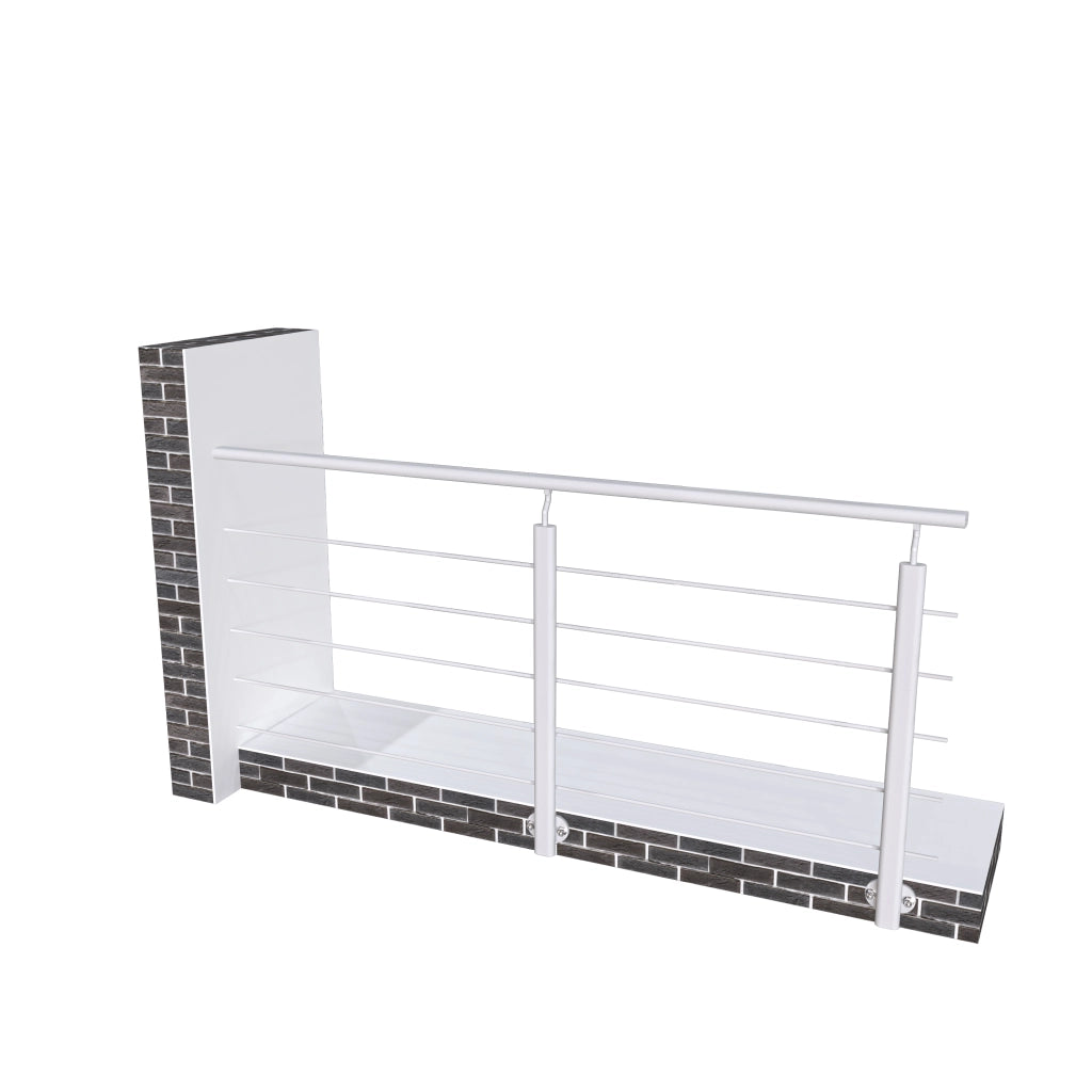 Ringhiera Balaustra in Alluminio Argento Opaco 200x100cm a Fissaggio a Parete, con supporto di collegamento a Parete