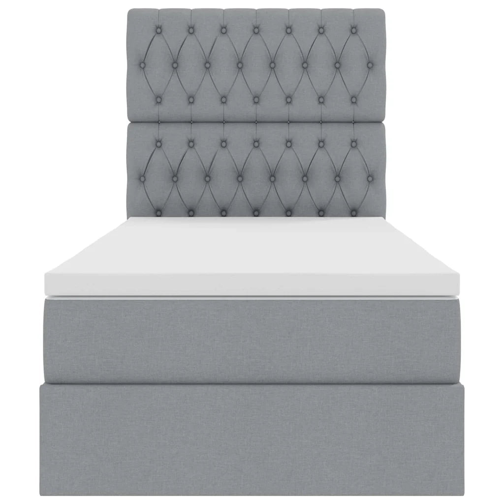 Letto con contenitore e materasso Grigio chiaro 90 x 200 cm