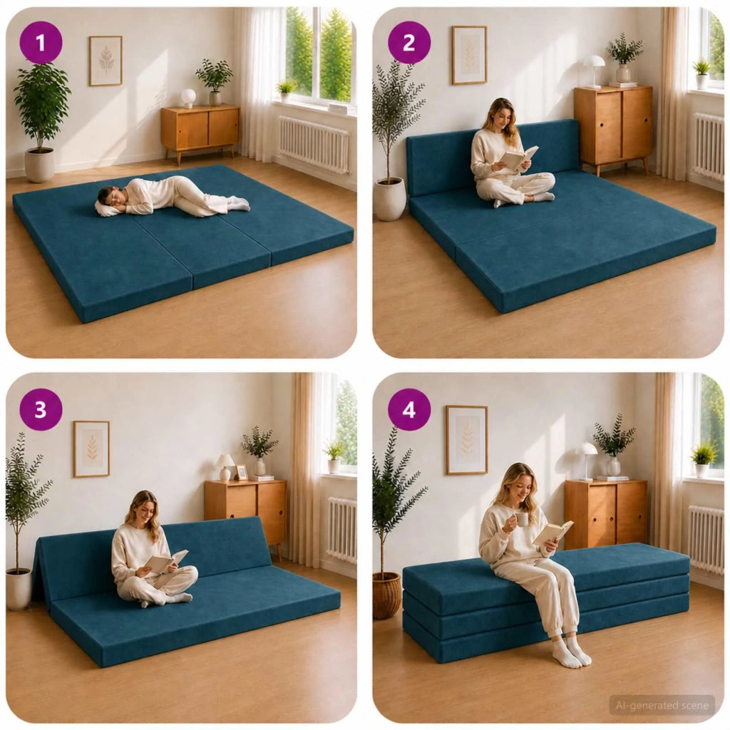 Divano Letto Pieghevole 200 x 67 x 45 cm Blu 900262