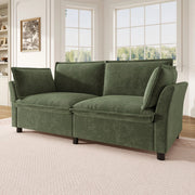 Divano 2 posti modulare 155 x 81 x 87 cm in chenille verde con 2 cuscini