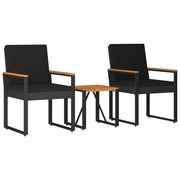 Set Mobili da Esterno con cuscino 3 pz | Set Salotto da Giardino Nero polyrattan