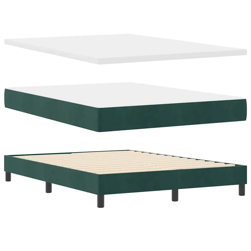 Letto a molle con materasso Verde Scuro 200 x 140 cm Poliestere