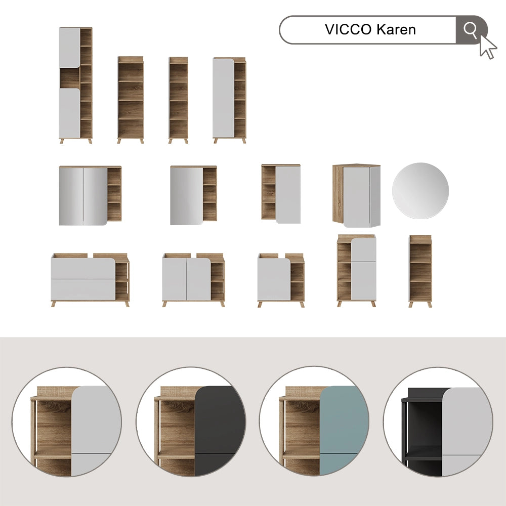 Vicco Mobile a specchio Antracite/bianco 80 x 75 cm