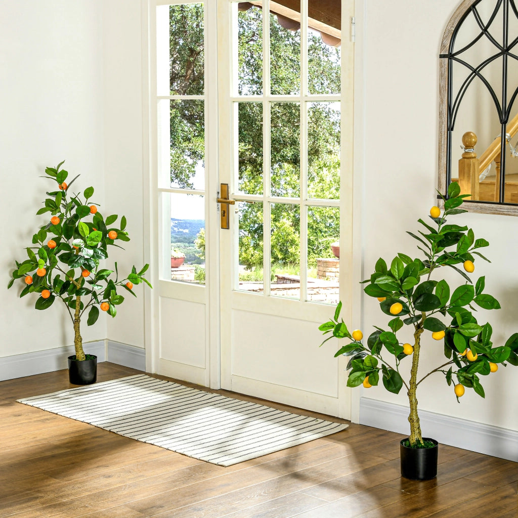 Piante Artificiali Limone e Arancia 120cm ¨C Xylo ¨C Set 2 Pezzi con Vaso per Interno