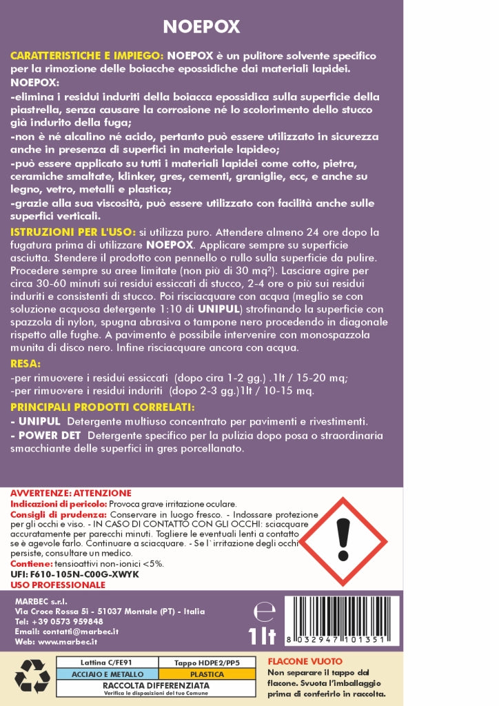 Come rimuovere boiacche epossidiche NOEPOX   1LT detergent + Tampone NERO