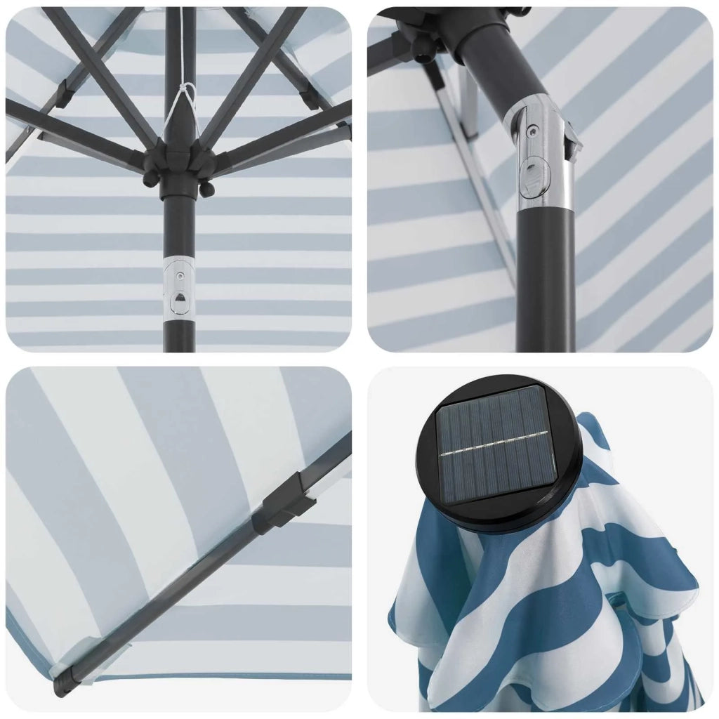Ombrellone da giardino-Parasol da giardino con luci LED e base 300 x 300 cm Poliestere 994125