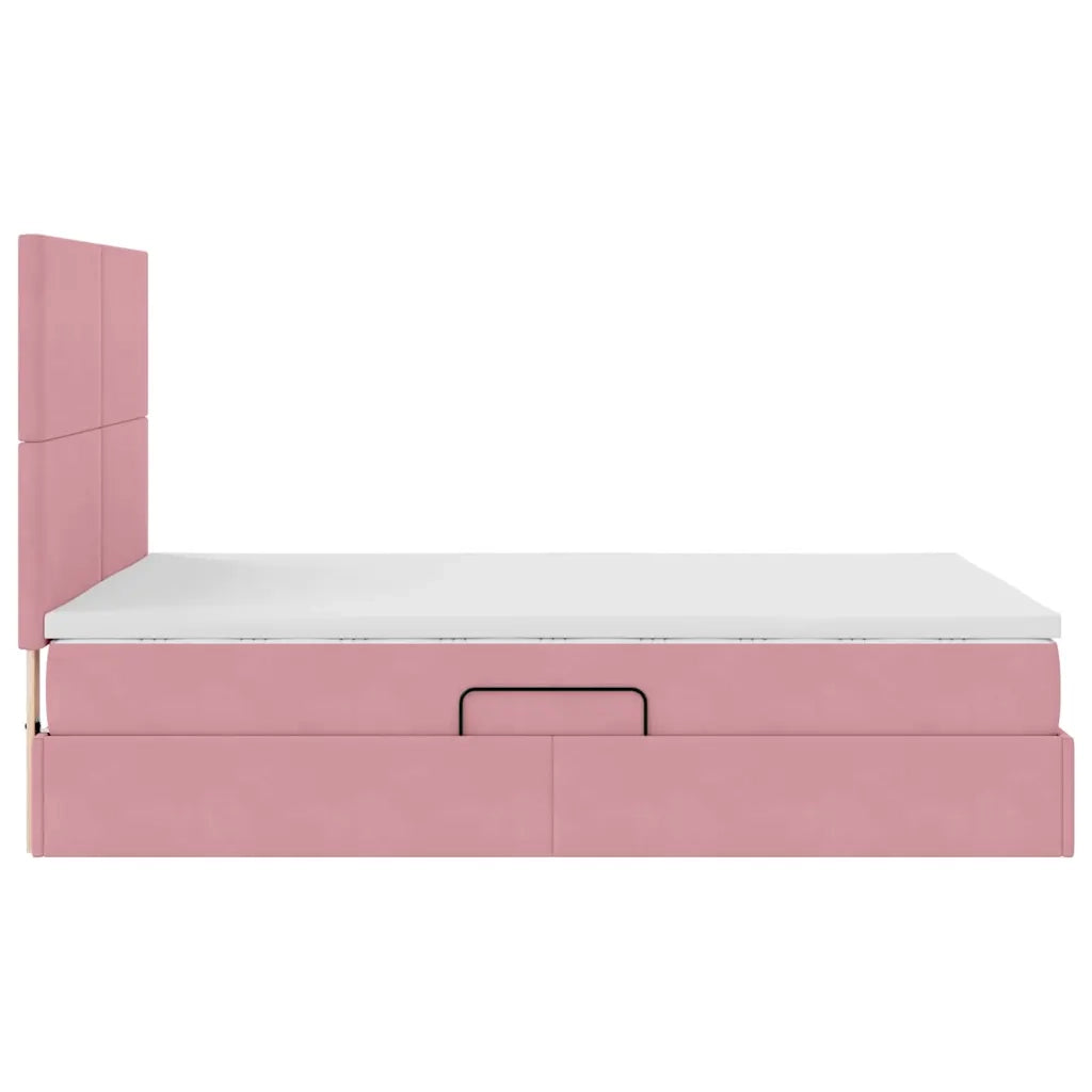 Letto con contenitore e materasso Rosa 140 x 200 cm Velluto 3371978