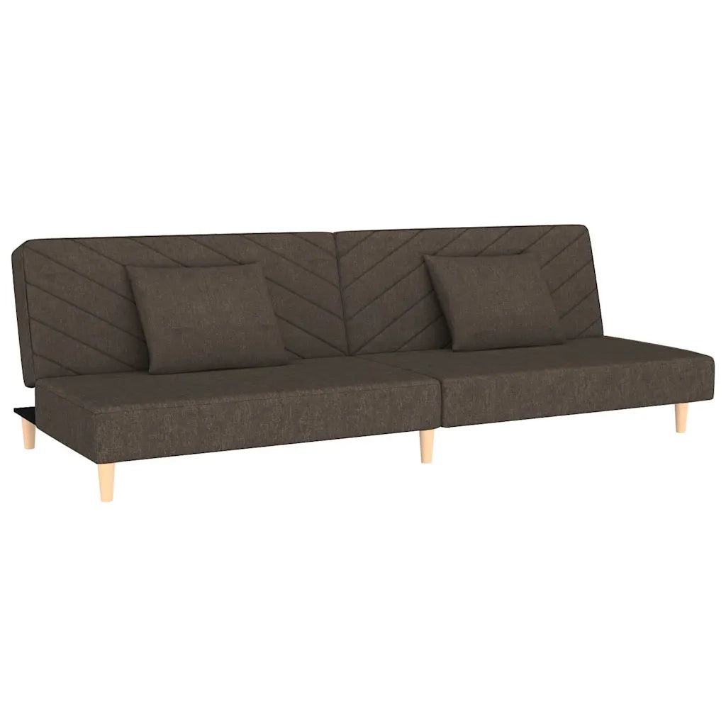Divano Letto a 2 Posti con 2 Cuscini-Sofa Letto 2 Posti-Daybed Marrone in Tessuto