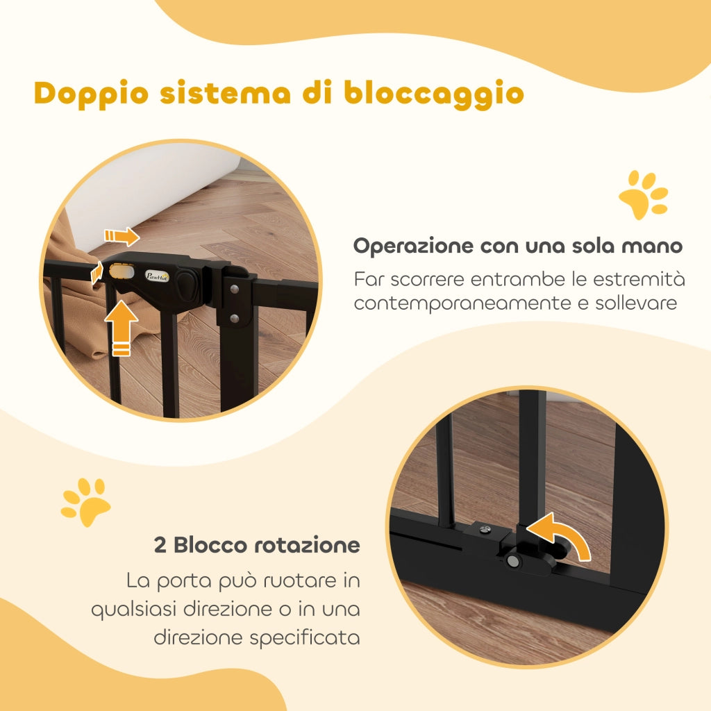 Cancelletto di Sicurezza per Cani e Animali ¨C Xylo ¨C Chiusura Automatica Nero 68x77 cm