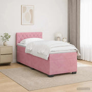 Letto con Box Spring, Materasso e LED Rosa 100 x 200 cm Velluto 3452119