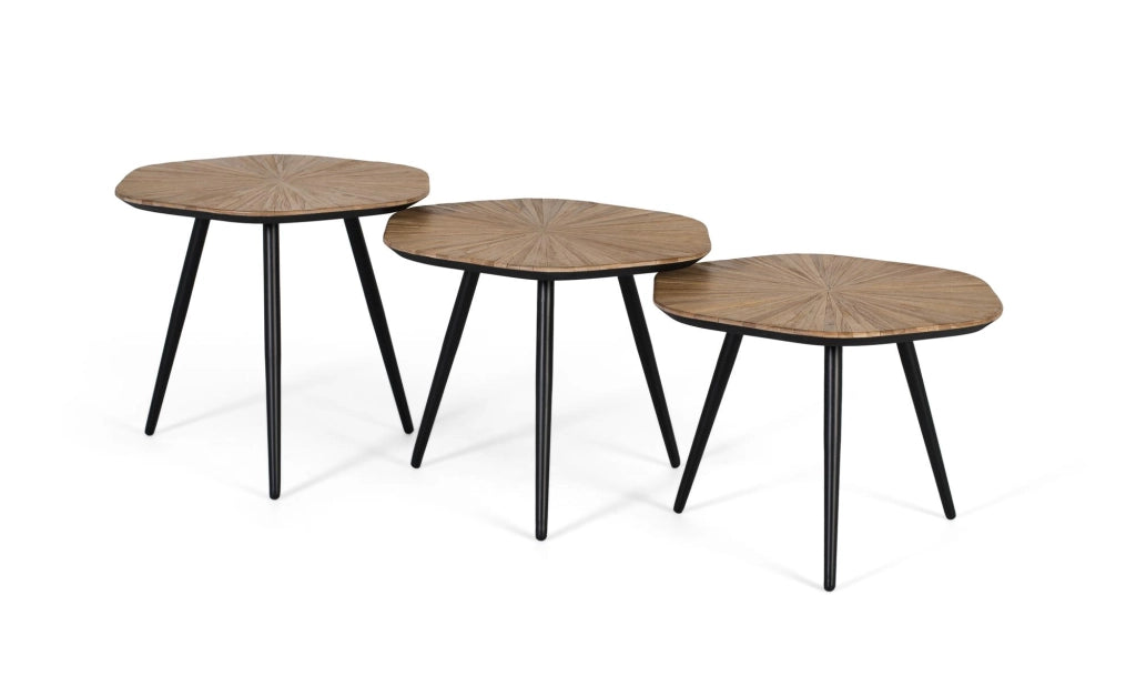 Set di tre tavolini laterali in legno di teak