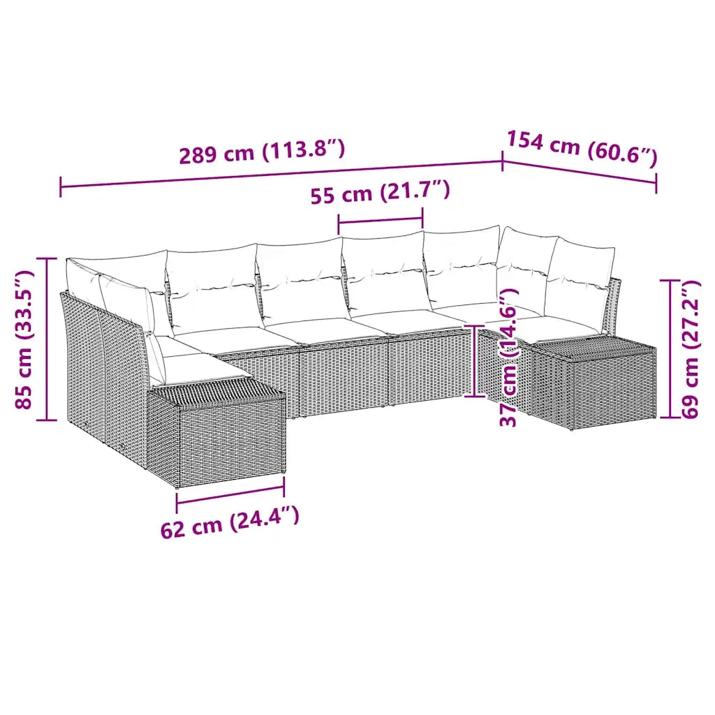 Set Divano da Giardino con cuscino 7 pcs Beige polyrattan 3347210