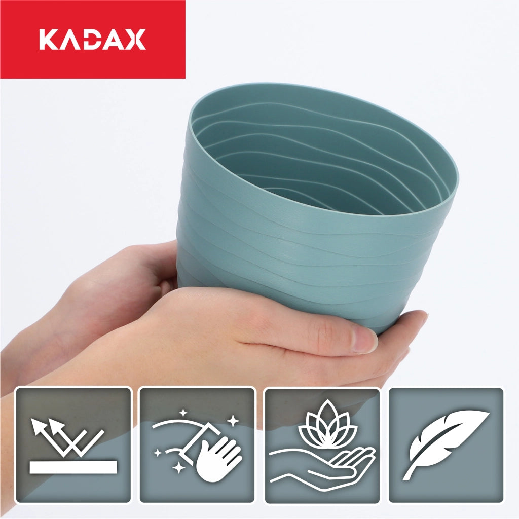 Vaso da fiori KADAX, coprivaso rotondo verde da 13 cm in plastica