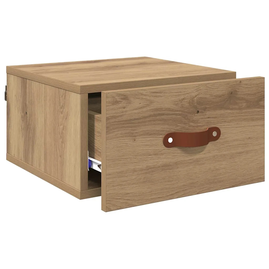 Mobiletto da comodino a parete Rovere artigianale 882336