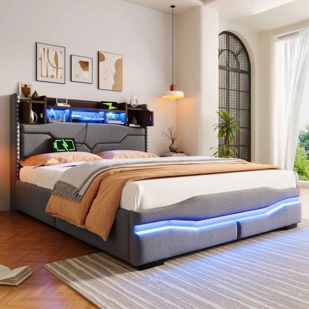 letto imbottito lino grigio 140 x 200 cm
