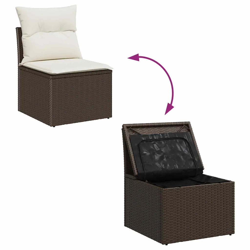 Set Divano da Giardino 6 pcs Marrone e Crema polyrattan 3355747