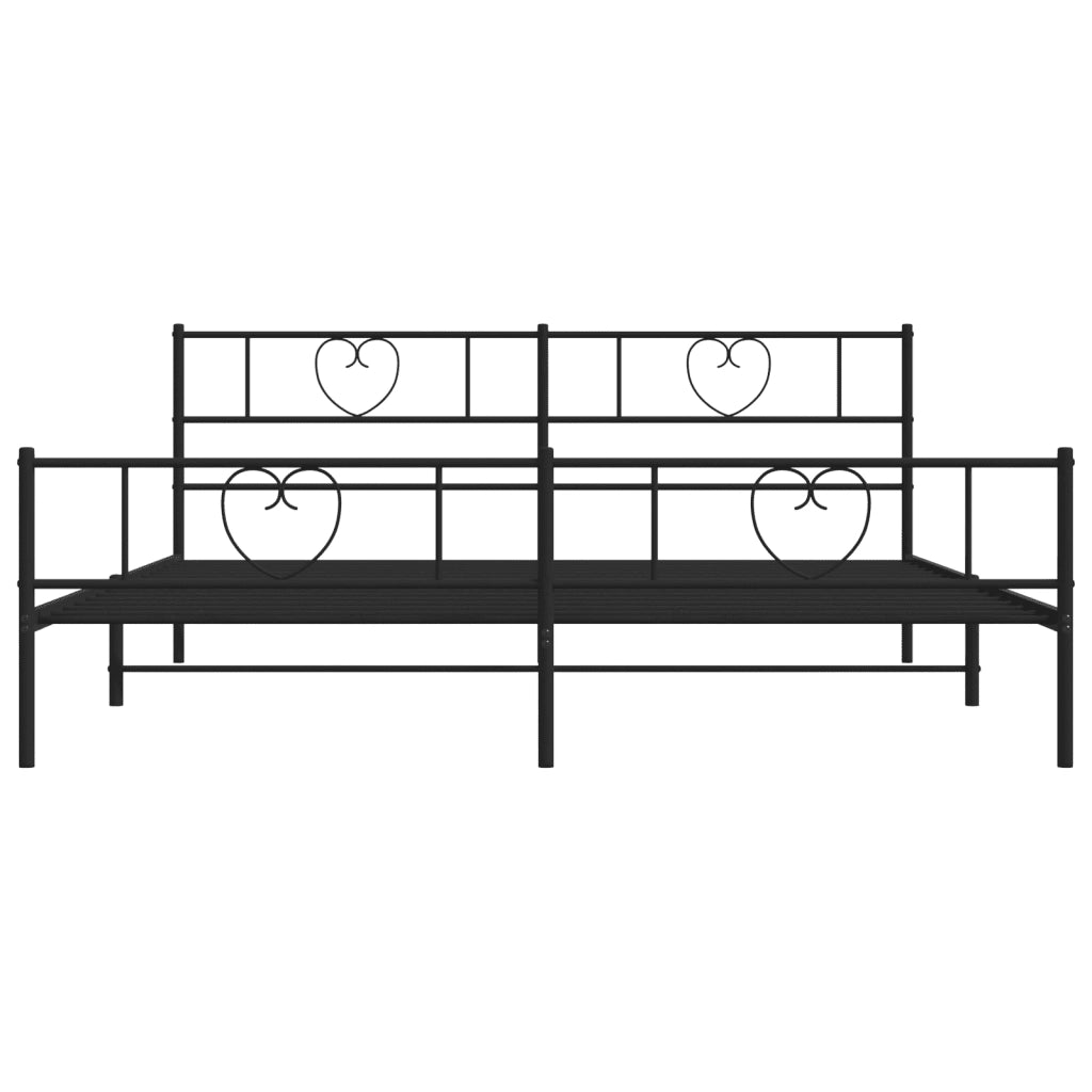 Letto matrimoniale | Letto per adulti | Giroletto senza Materaso con Pediera in Metallo Nero 180x200 cm