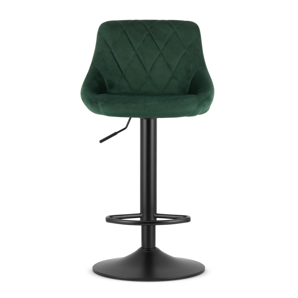 Sgabello girevole VALORA DAKA - Velluto verde con base nera
