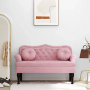 Panca con Cuscini-Sgabello-Divano Rosa 120,5x65x75 cm in Velluto
