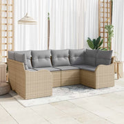 Set Divano da Giardino con cuscino 6 pcs Beige Poly Rattan