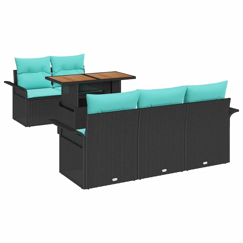 Set Divano da Giardino con archiviazione 6 pcs Nero Poly Rattan 3358013