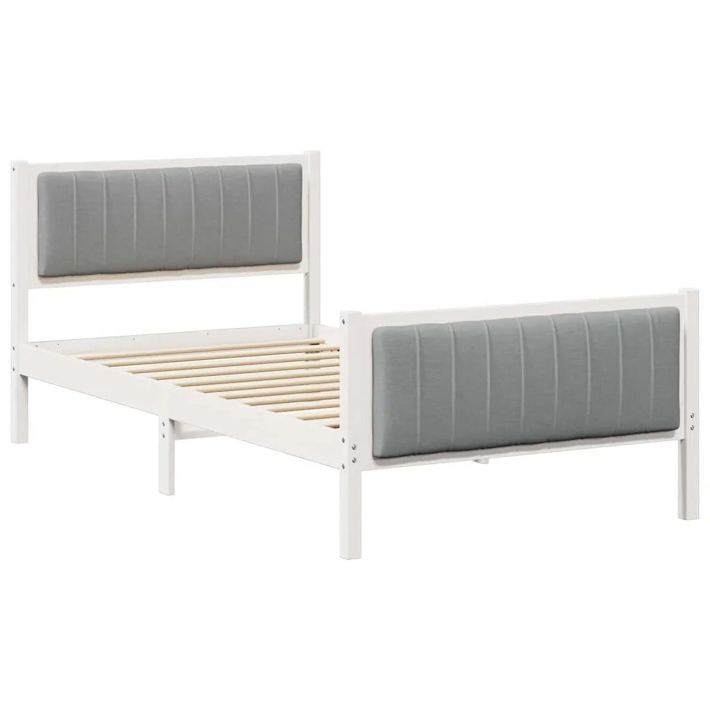 Struttura del letto-Giroletto-Rete del Letto Bianco e grigio chiaro 100 x 200 cm 795910
