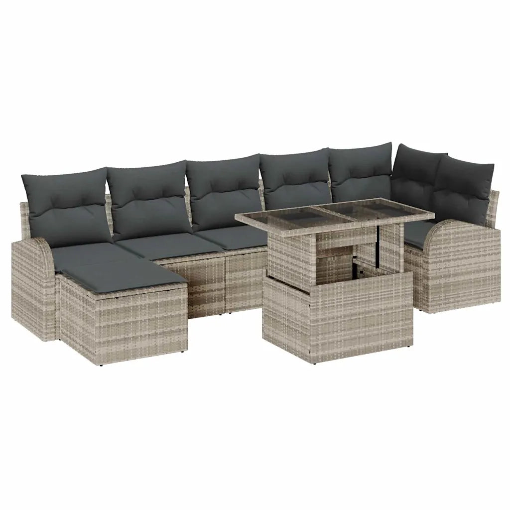 Set Divano da Giardino 8 pcs Grigio chiaro polyrattan 3348688
