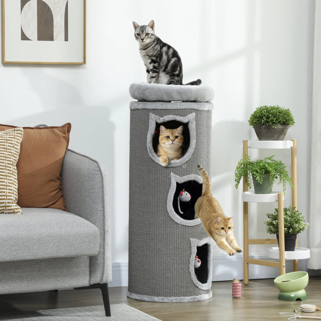 Torre per gatti con letto lavabile ¨C Minimal ¨C Grigio 96 cm