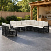 Set Divano da Giardino 9 pz Nero polyrattan 3434869