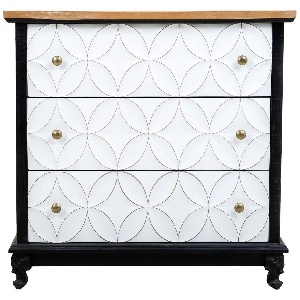 Comò in legno con 3 cassetti 74x38x72