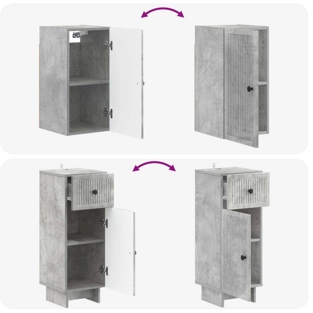 Set di Mobili da Bagno da 4 Pezzi EDE Grigio Cemento 3417903