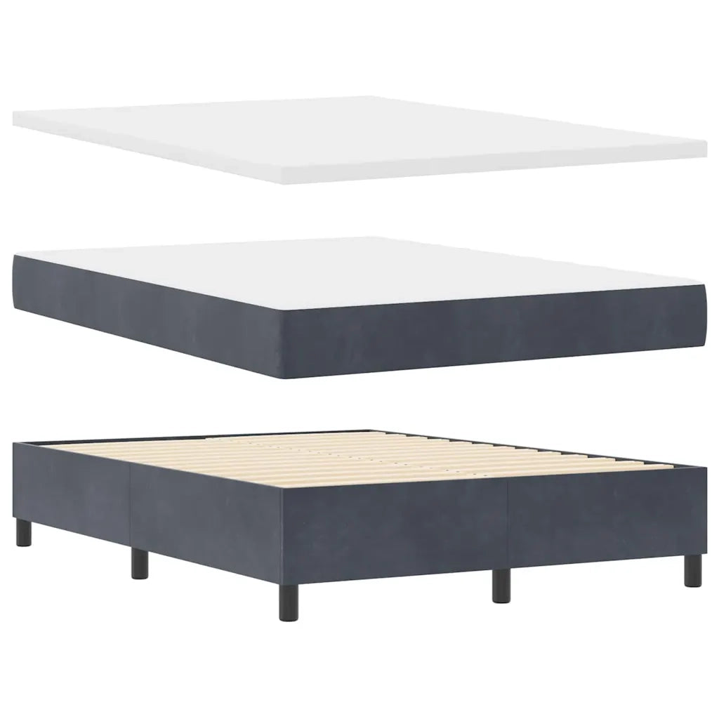 Letto a Sorgente LED Grigio scuro 140 x 200 cm Tessuto