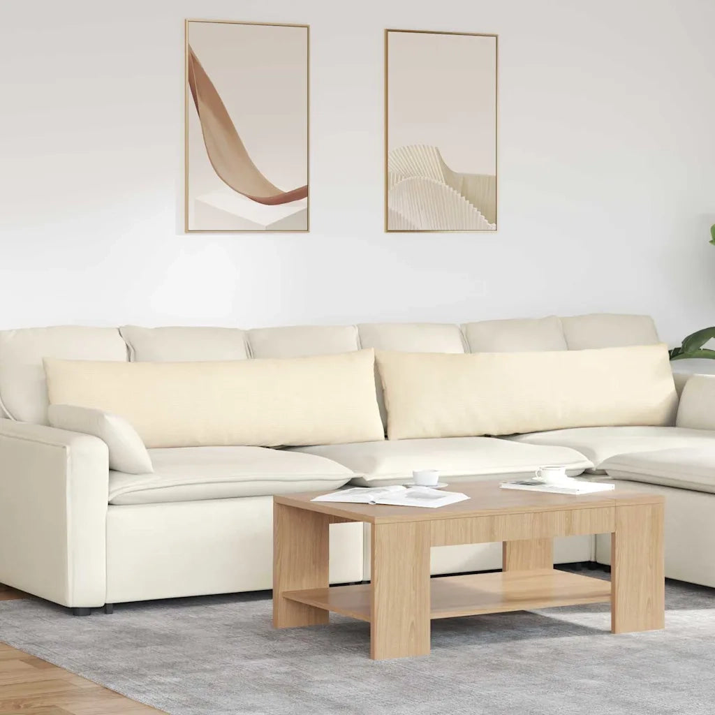 Cuscini da Divano 2 pz-Set di 2 Cuscini per Sofa Crema 145 x 40 cm Tessuto in Cords 934144