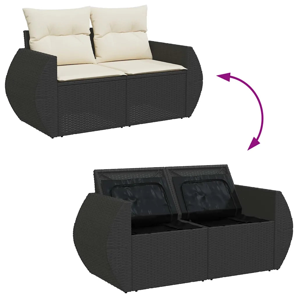 Set Divani da Giardino con Cuscini 7pz Nero Polyrattan 3325592