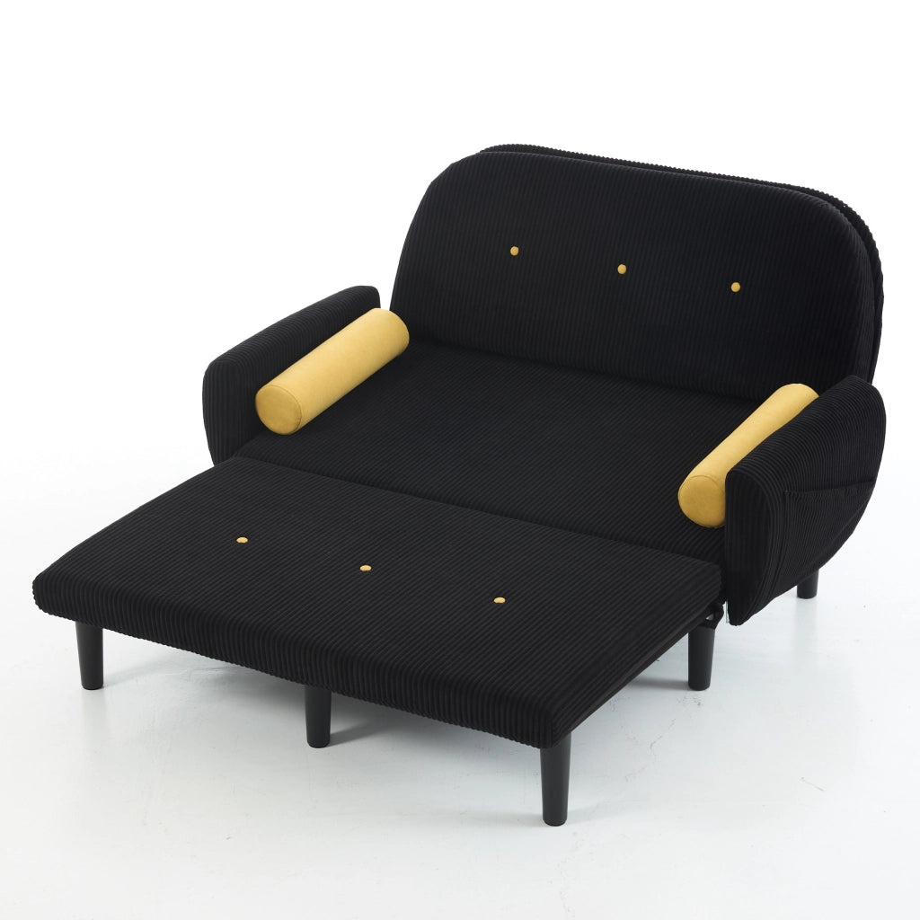 Divano letto Loveseat nero con vano - Zephmum