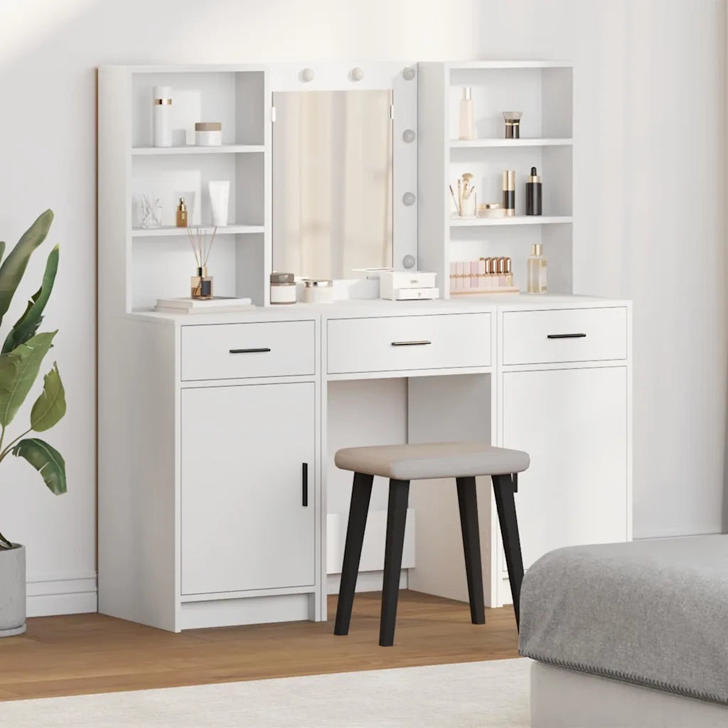 Set da tavolo da trucco con LED 3 pcs Bianco Legno multistrato 3334290
