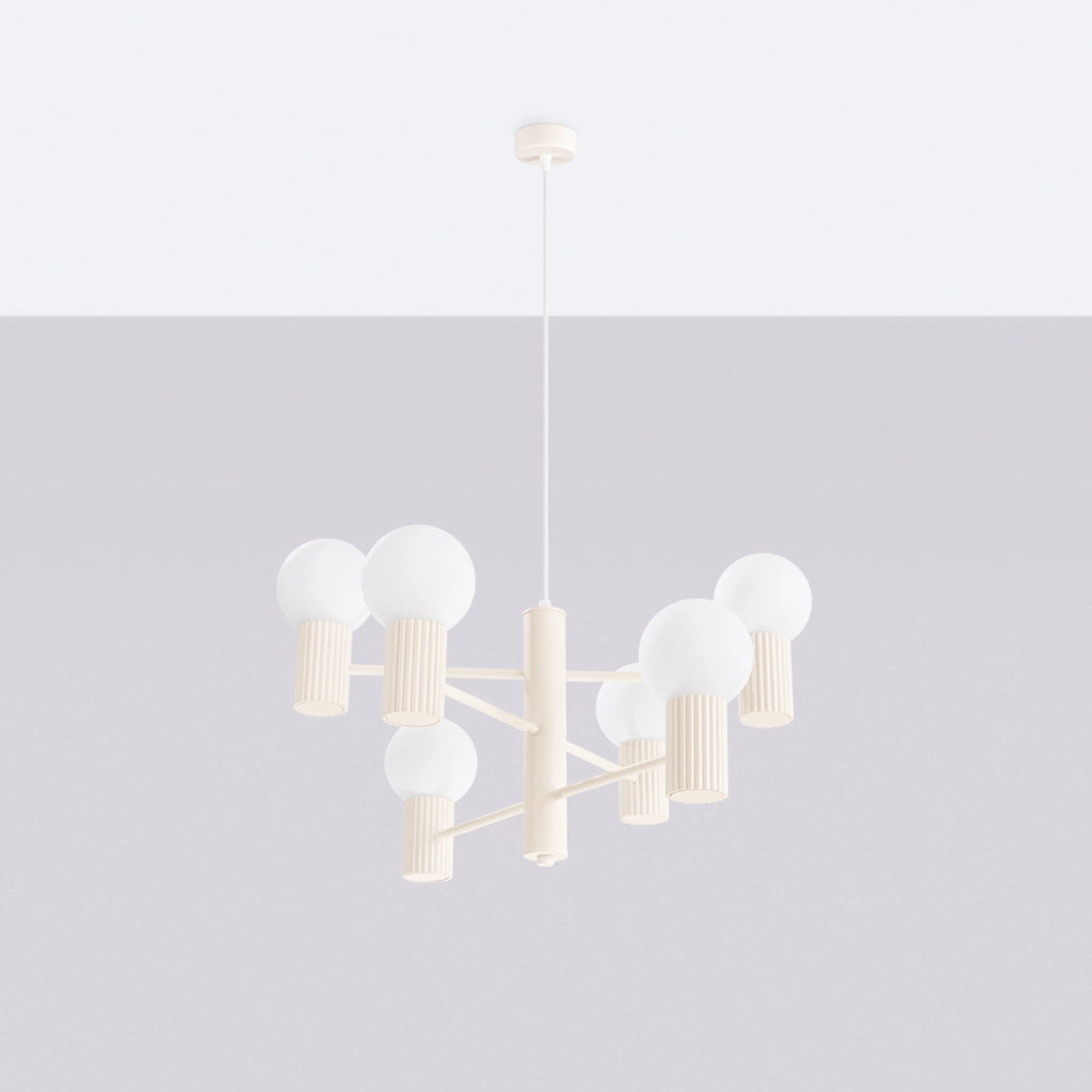 Lampadario HALO beige con sfere bianche 6xG9 Sollux