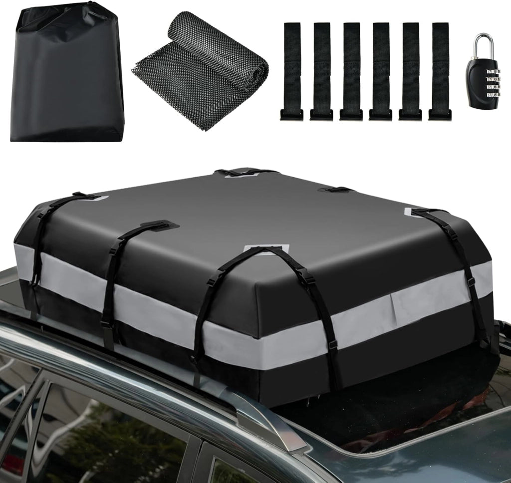 Borsa da Tetto per Auto 424L, Box Tetto Auto per Bagagli Impermeabile Pieghevole, con Tappetino Antiscivolo, per Tutti i Veicoli Con/Senza Barre Portapacchi (Modello 4)