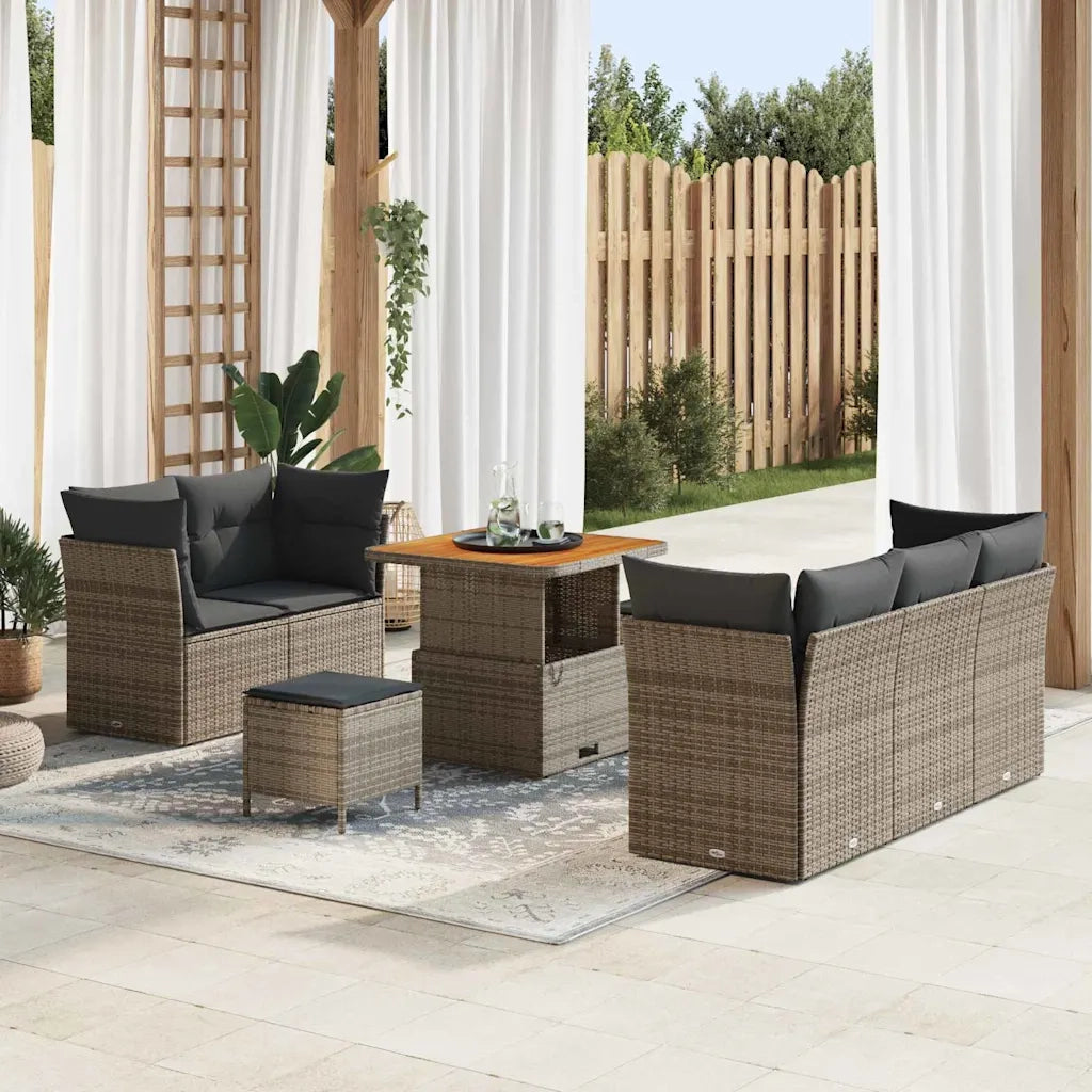 Set Divano da Giardino con cuscino 8 pcs Grigio 3363378